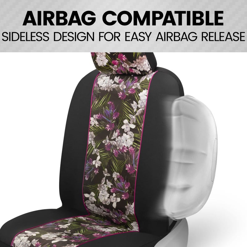 BDK Pink Flower Faux Leather Car Seat Covers for Front Seats, 2 Pack â€“ Floral Pattern with Matching Headrest, Easy Installation, Fits Most Car Truck Van and SUV, Catalina Floral - Image 5